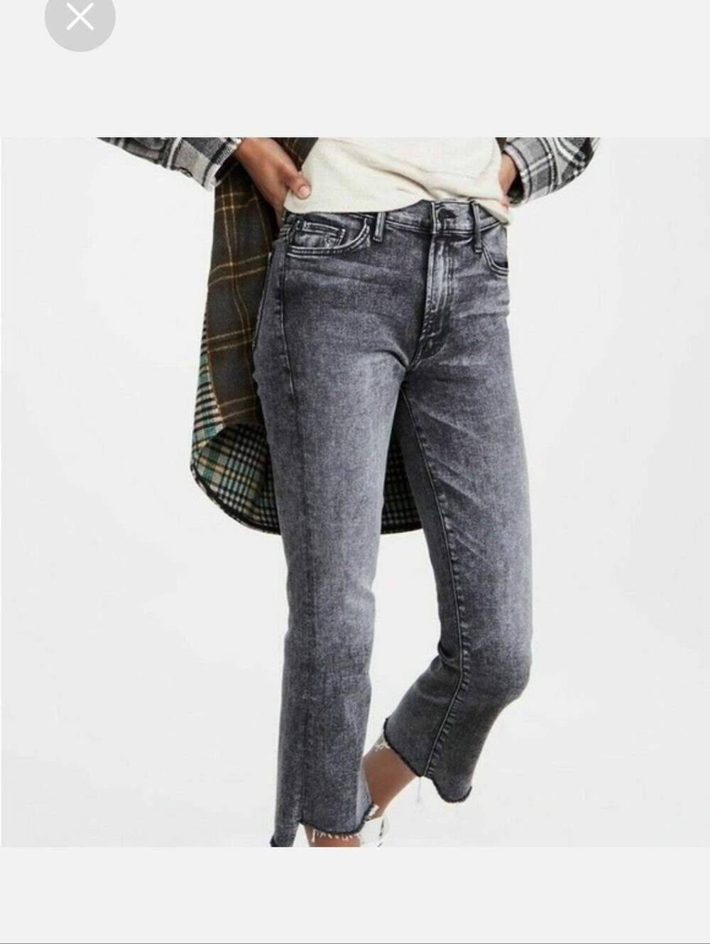 MOTHER Denim The Insider Step Crop Fray Train Stops SZ 27